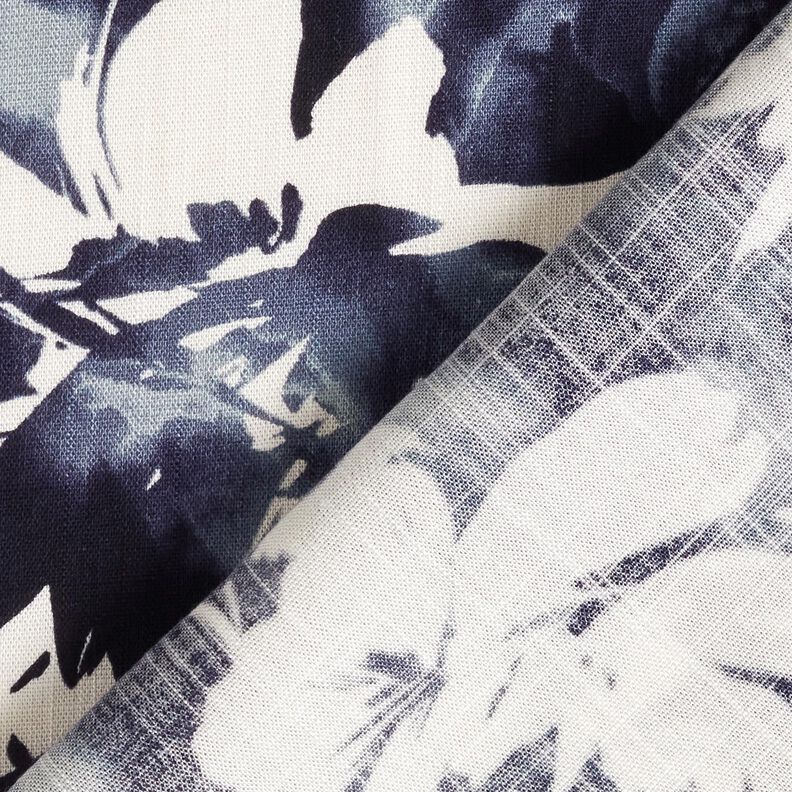viscose fabric watercolor wild roses – navy blue/offwhite,  image number 4