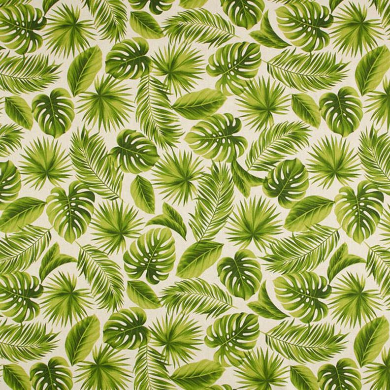 Decor Fabric Half Panama monstera leaves – natural/green,  image number 1