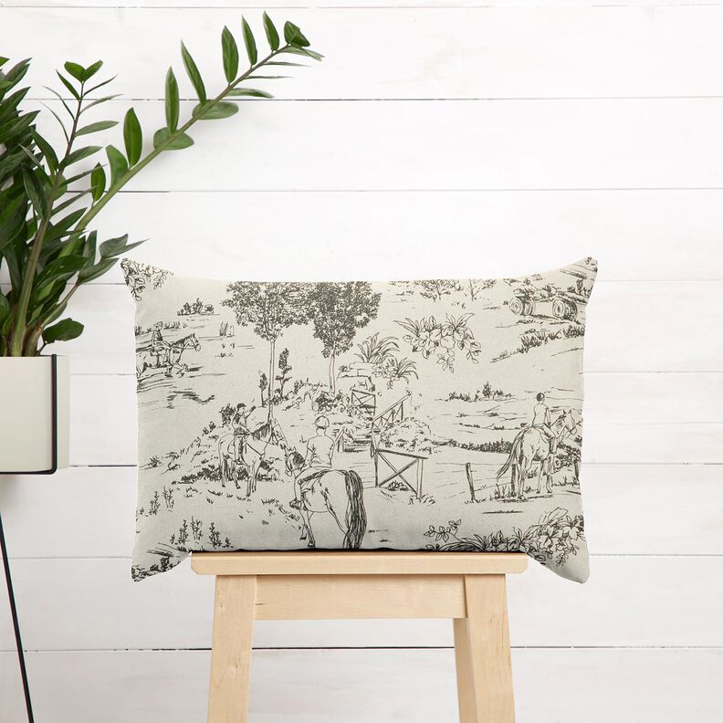 Decor Fabric Panama Riding – grey/natural,  image number 7