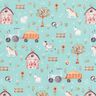 Cotton Poplin cute farm – eucalyptus/peach orange,  thumbnail number 1