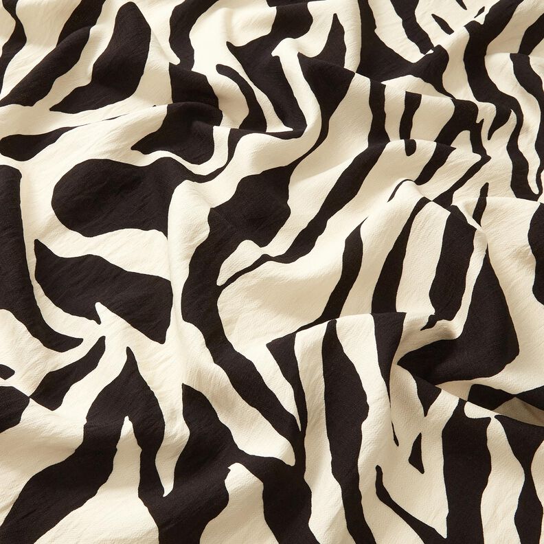 Viscose crepe zebra print – black/ivory,  image number 2