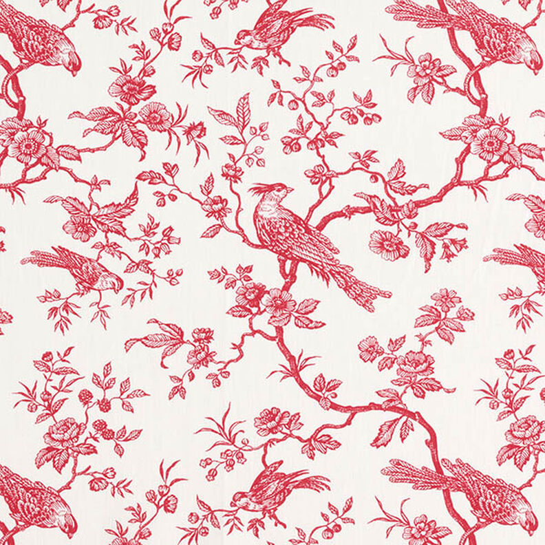 Cotton Cretonne birds – red/offwhite,  image number 1