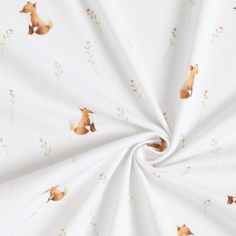 GOTS Cotton Jersey Fox in the Meadow Digital Print – ivory,  image number 3
