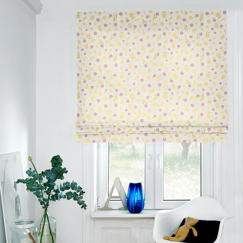 Decor Fabric Half Panama little spring flowers – offwhite/vanilla yellow,  image number 6