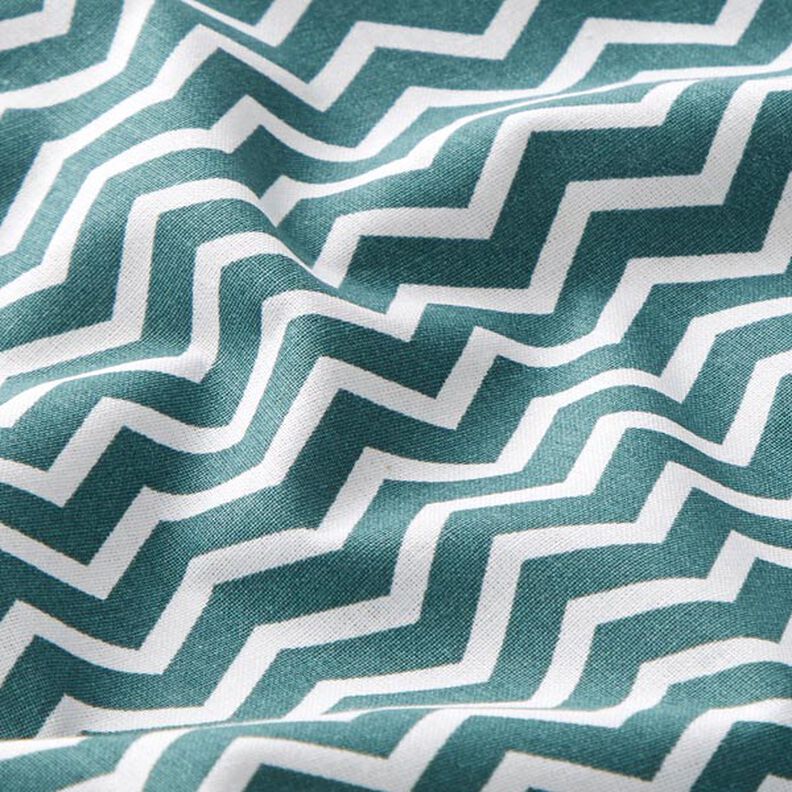 Cotton Cretonne Zigzag – dark green/white,  image number 2