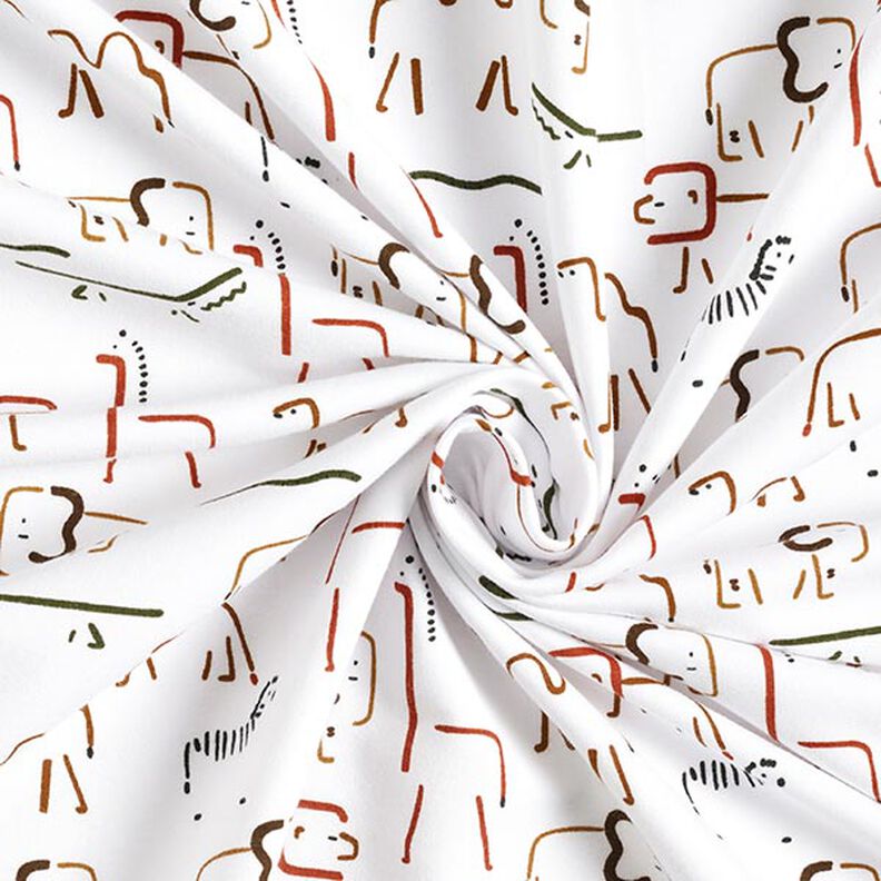 Brushed Sweatshirt Fabric abstract savanna animals – white,  image number 3