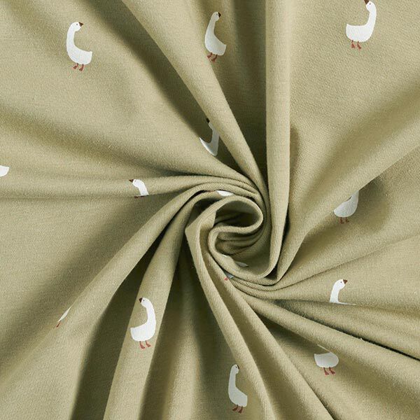 Cotton Jersey Cute Geese – pistachio,  image number 3