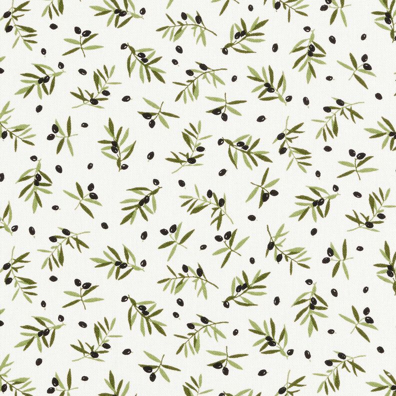 Decor Fabric Half Panama mini olives – ivory/pine,  image number 1
