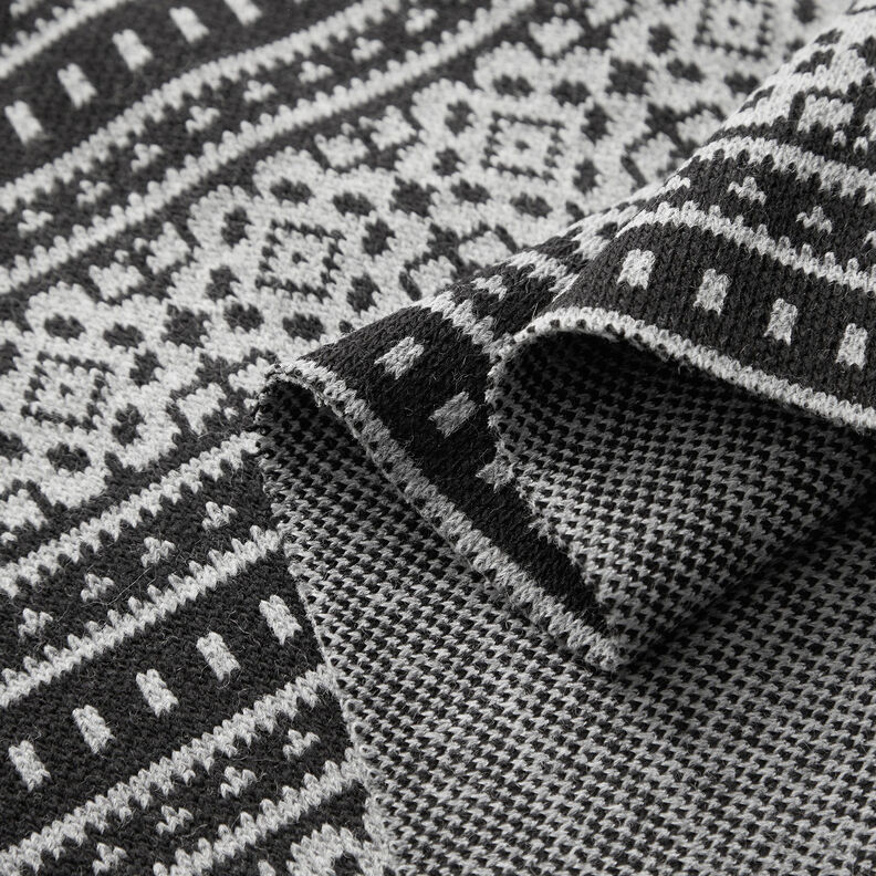 Knitted jacquard Norwegian stripes – light grey/black,  image number 3