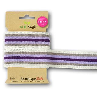 Organic Jacquard Trim  Stripe Me College [ 200 cm | 3,5 cm ] | Albstoffe – offwhite/lilac, 