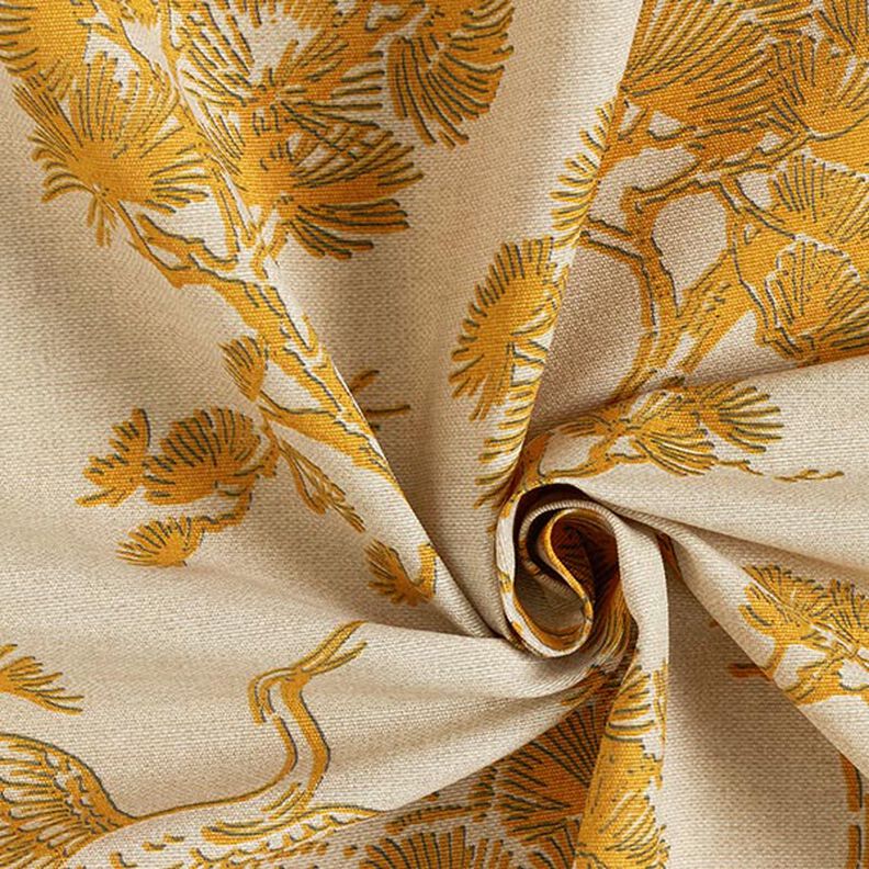Decor Fabric Canvas Chinese Crane – beige/curry yellow,  image number 3