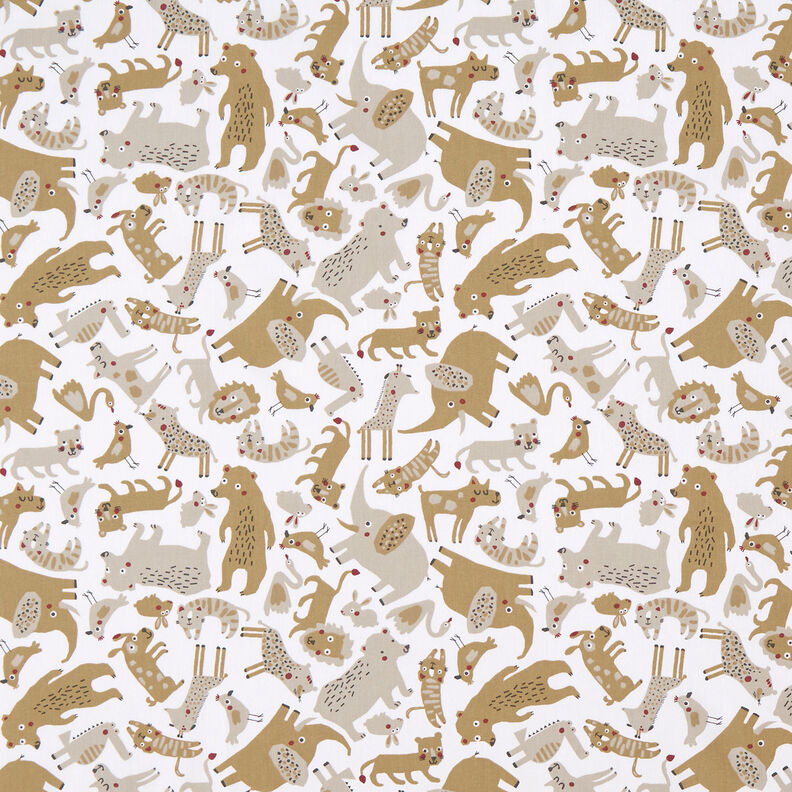 Cotton Poplin Busy animals – white,  image number 1
