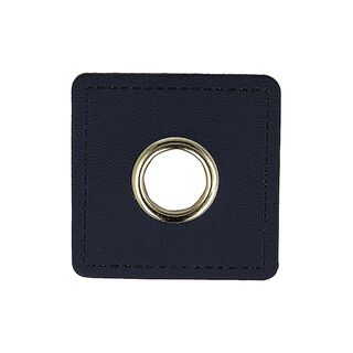 Faux leather with eyelet appliqué [ 4 pieces / Ø 10 mm ] – blue, 