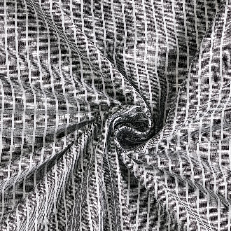 Linen Cotton Blend broad stripes – black/white,  image number 3