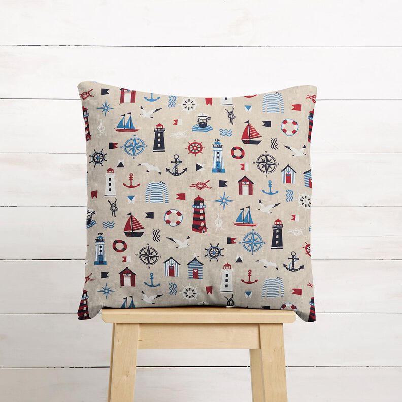 Decor Fabric Half Panama maritime classics – natural/navy blue,  image number 7