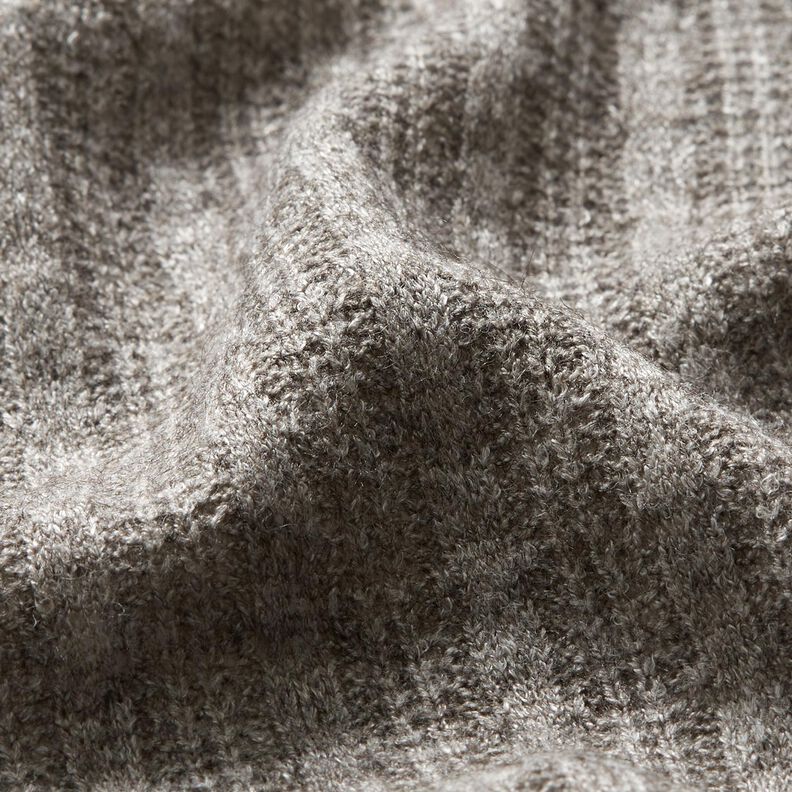 melange cable pattern knitted fabric – grey,  image number 2
