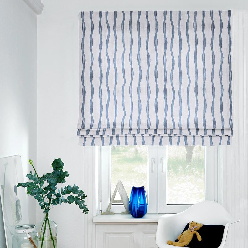 Decor Fabric Half Panama wavy stripes – blue, image number 6