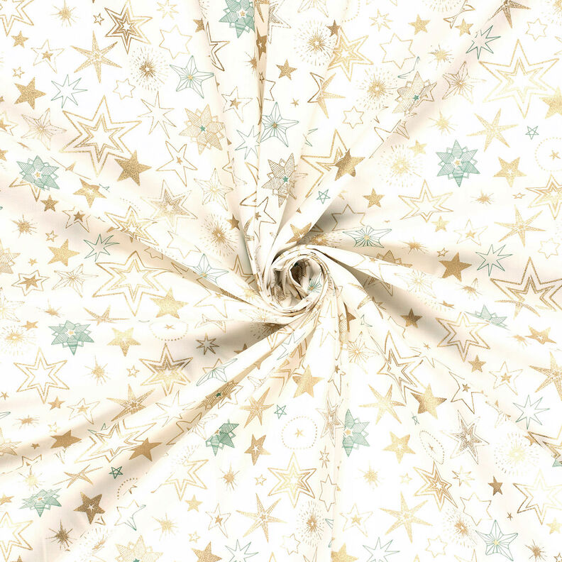 Cotton Poplin Large Stars – offwhite/gold, image number 3