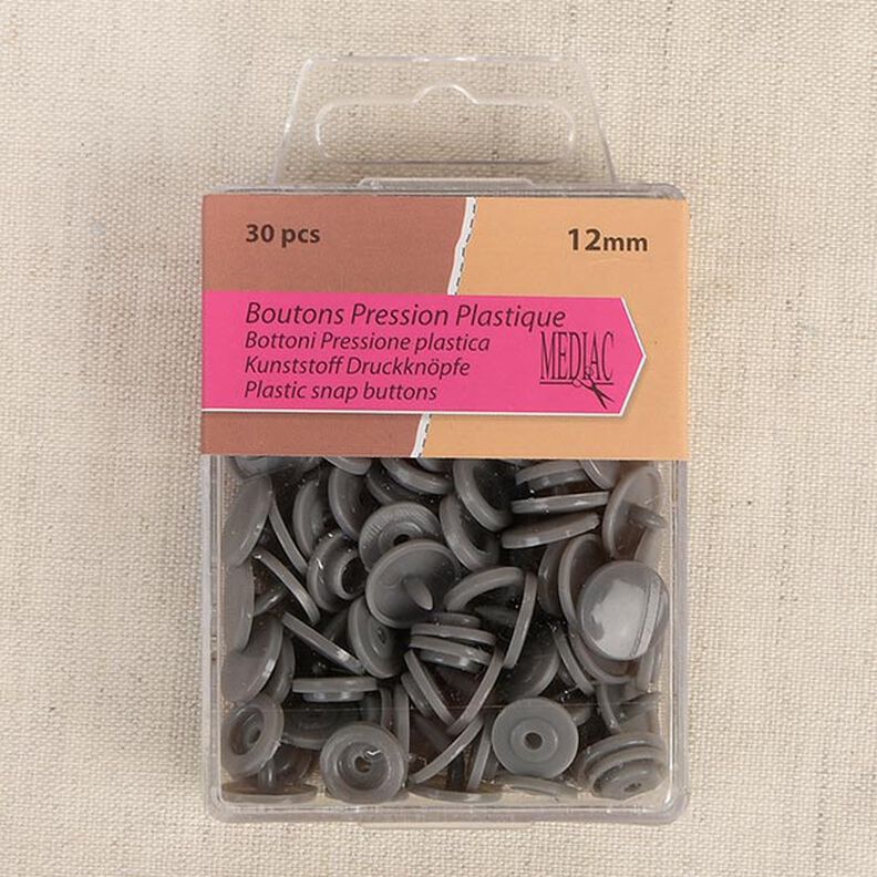 Press Fasteners [ 30 pieces / Ø12 mm   ] – grey,  image number 1