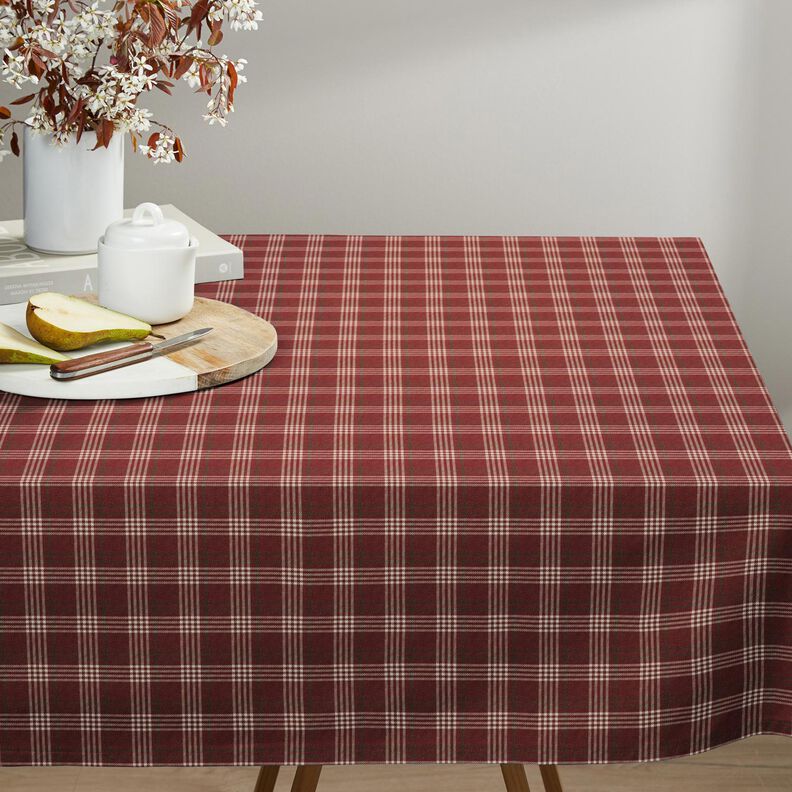 Decor Fabric Half Panama classic check – burgundy/natural, image number 8