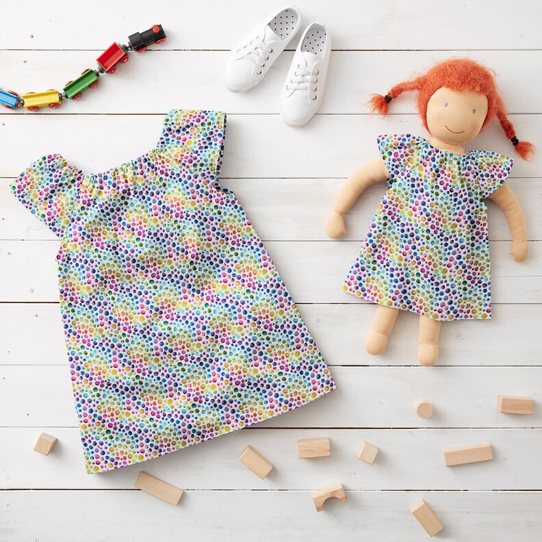 Cotton Poplin Rainbow dots Digital Print – white/colour mix, image number 6