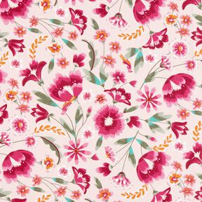 Decor Fabric Cotton Twill spring flowers – rosé/raspberry, 