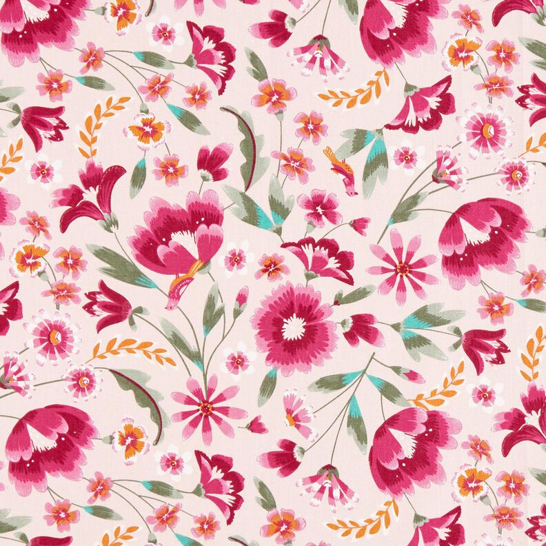 Decor Fabric Cotton Twill spring flowers – rosé/raspberry,  image number 1