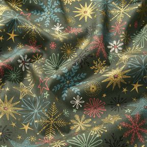 Cotton Poplin Star Mix – dark pine/gold, 