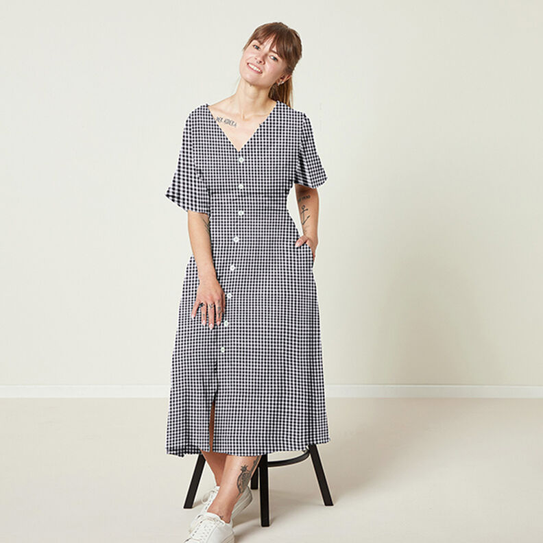 Seersucker Gingham Cotton Blend – black,  image number 7