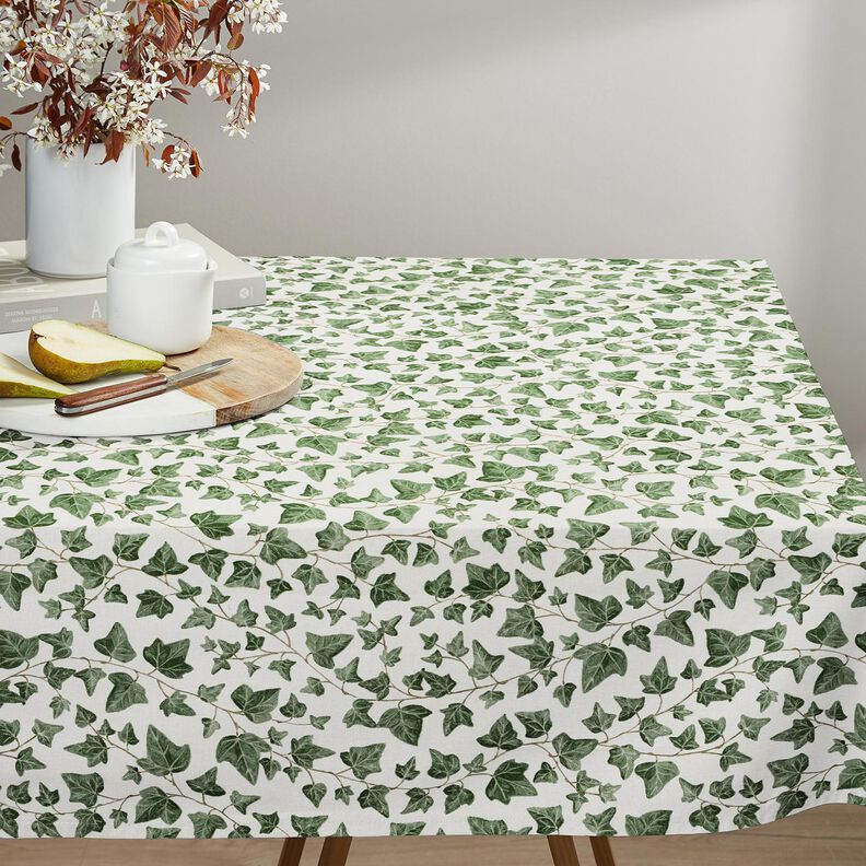 Decor Fabric Half Panama climbing ivy – white/green,  image number 7