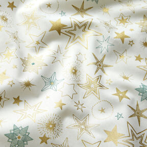Cotton Poplin Large Stars – offwhite/gold, 