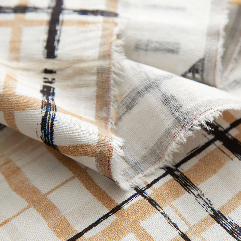 Abstract check linen viscose blend – natural/beige,  image number 3