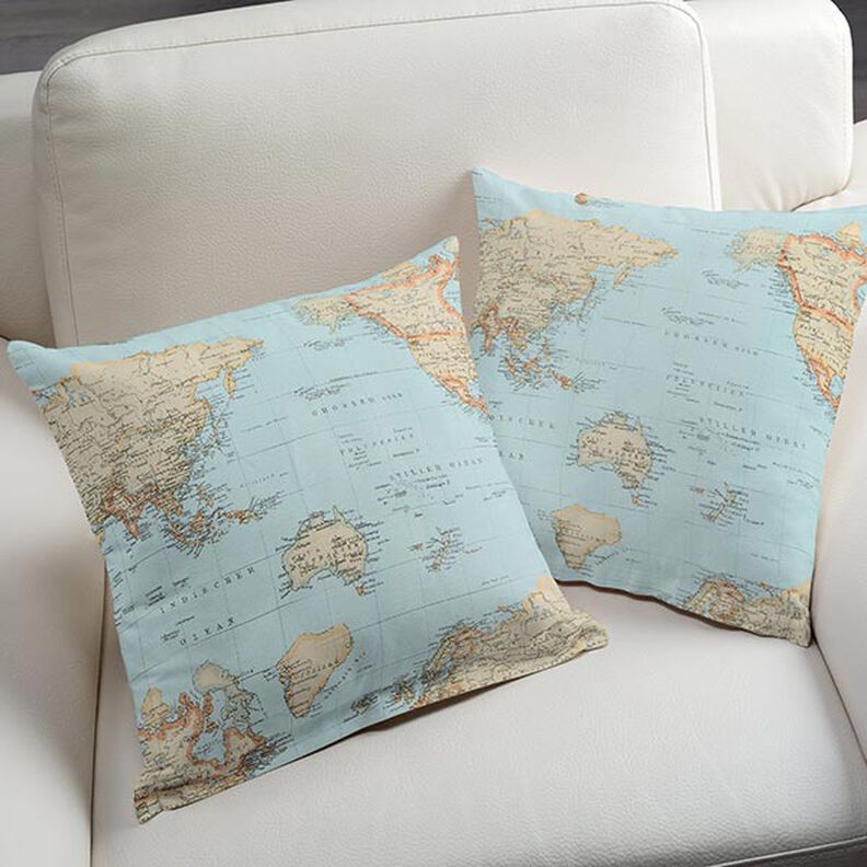 Decor Fabric Ottoman Map Tapestry – baby blue,  image number 7
