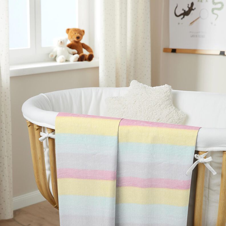 Cosy Fleece Pastel rainbow stripes – light yellow/pink,  image number 6