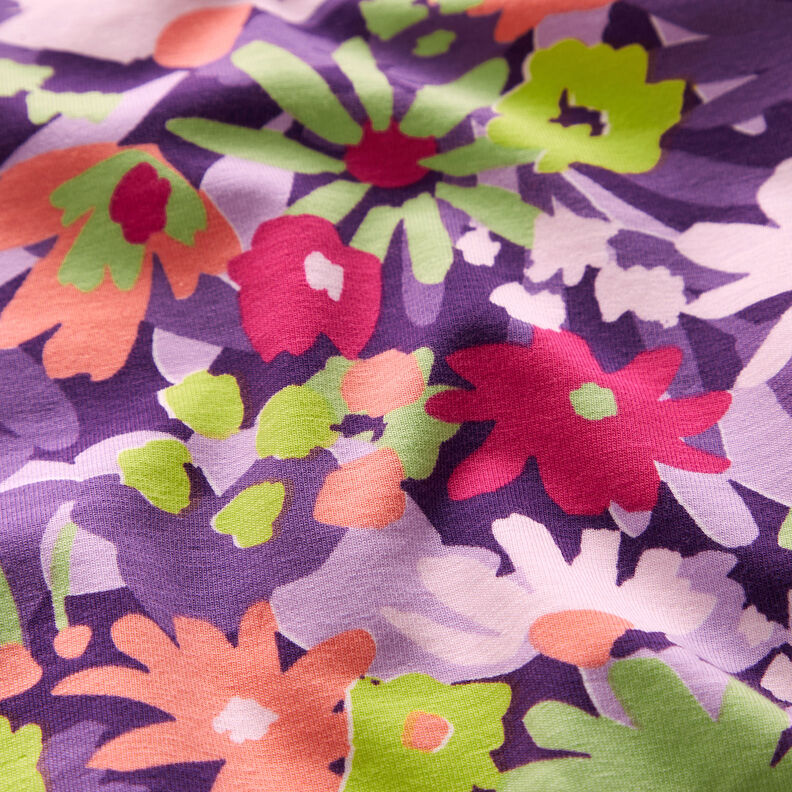 GOTS Cotton Jersey Pop Blossom | Nerida Hansen – aubergine,  image number 2