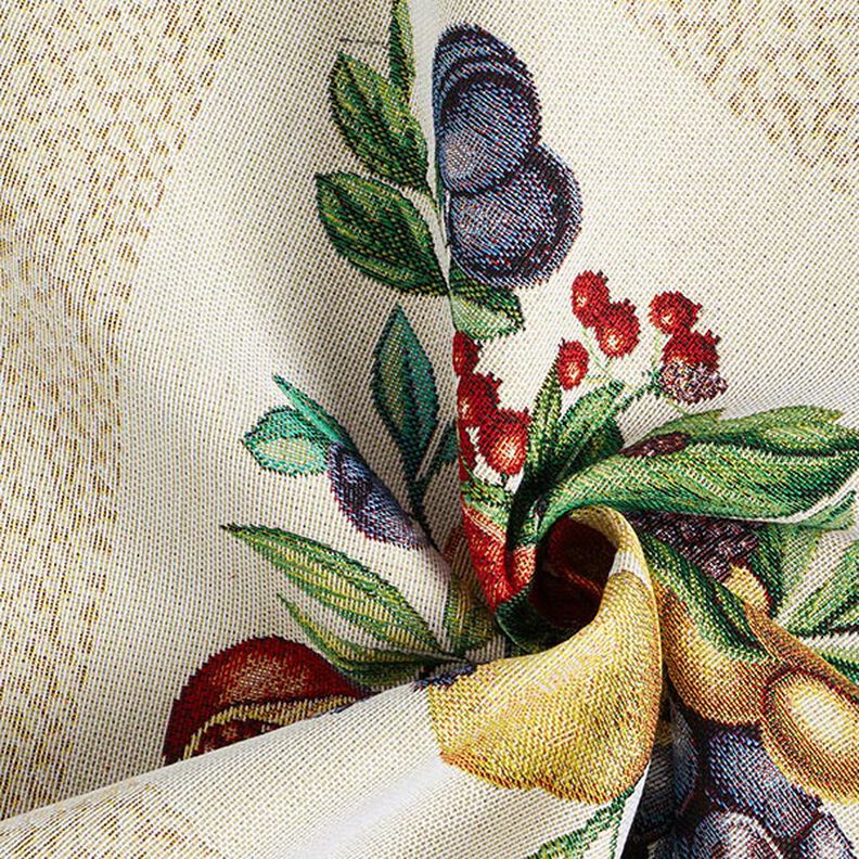 Decorative Panel Tapestry Fabric Colourful Fruits – light beige/carmine,  image number 3