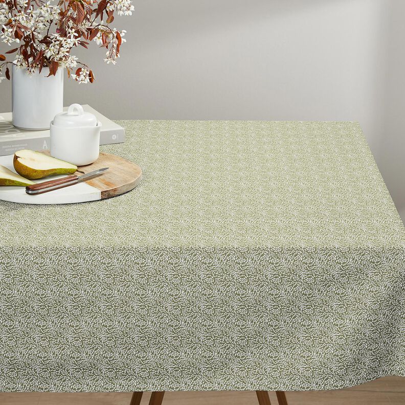 Cotton Cretonne Mini leaves – light khaki/white,  image number 8
