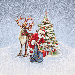 Decor Tapestry Fabric Santa Claus with Reindeer – blue, 