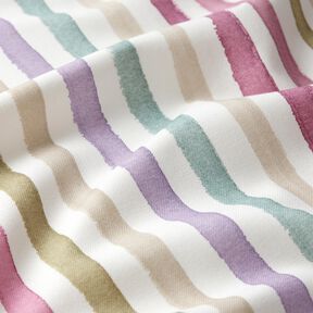 Decor Fabric Half Panama Watercolour Stripes – ivory/eucalyptus, 