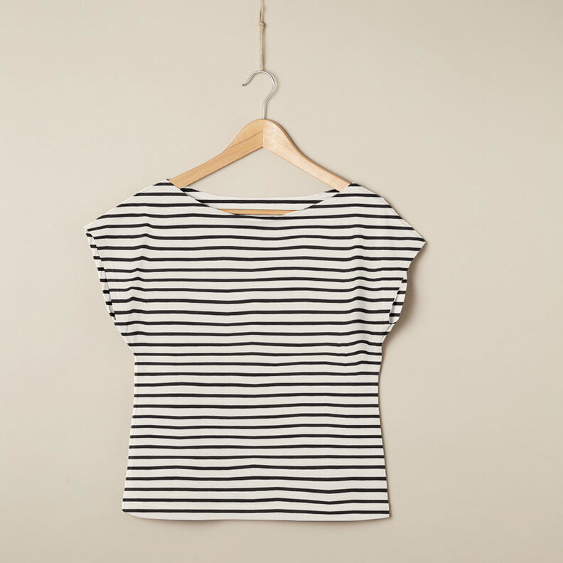 Cotton Jersey Wide and Narrow Stripes – cream/black, image number 5