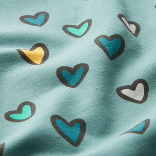 Cotton Jersey colourful hearts – reed, 