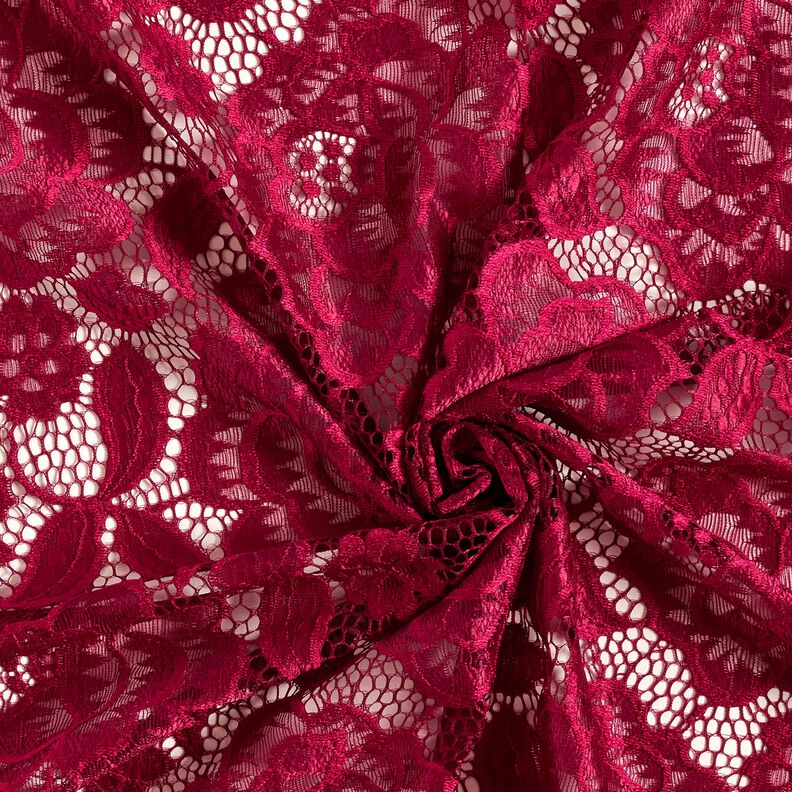 Stretch Lace Blossoms and leaves – dark red,  image number 4