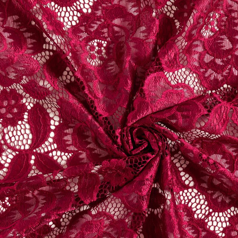 Stretch Lace Blossoms and leaves – dark red, image number 4
