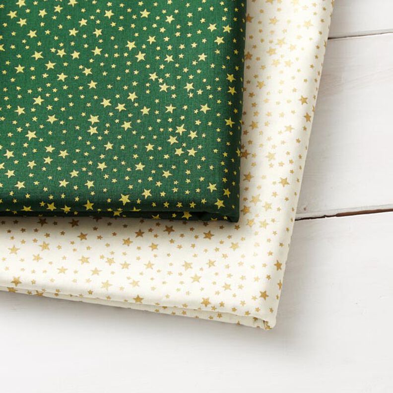 Cotton Cretonne Starry Christmas Sky, small – dark green/gold, image number 3