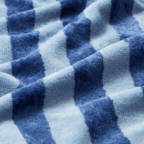 Towelling Fabric Bamboo Block Stripes – light blue/navy blue, 