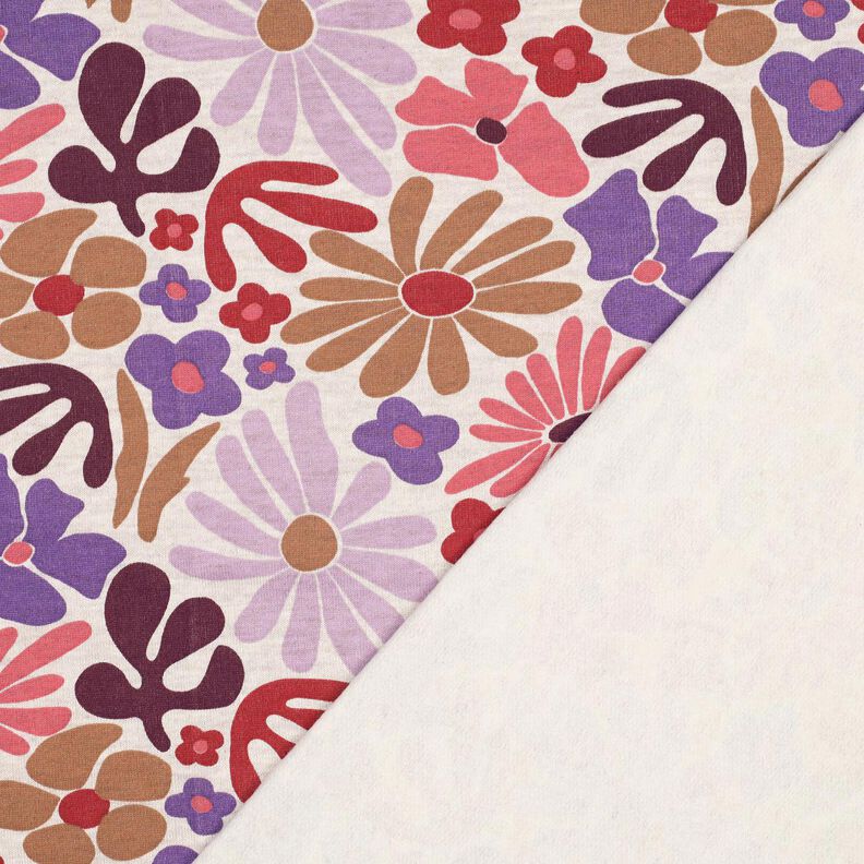 Brushed Sweatshirt Fabric Big Flowers | Poppy Fabrics – natural/merlot,  image number 4