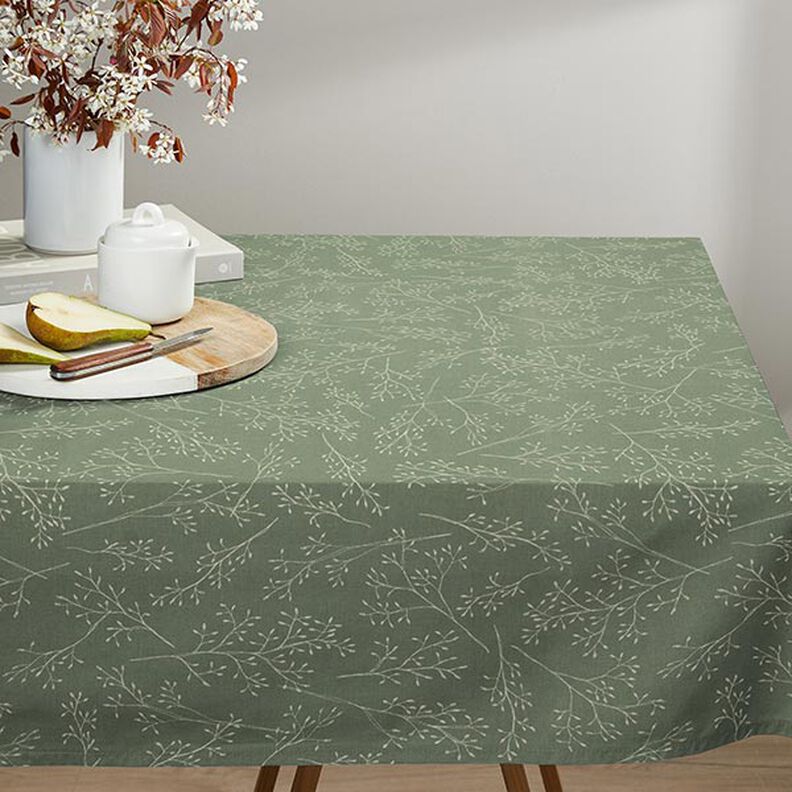 Decorative fabric half Panama delicate branches – light olive,  image number 9