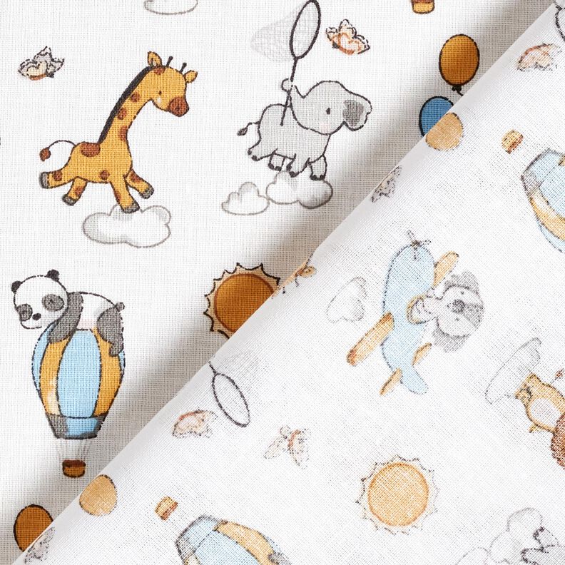 Cotton Poplin Baby animals on clouds – white,  image number 4