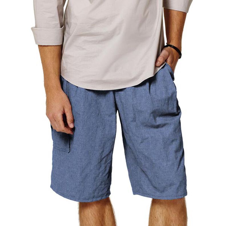 Denim-Look Cotton Chambray – navy blue,  image number 5