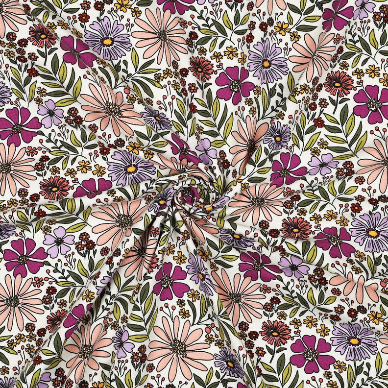 Cotton Jersey sea of flowers| Poppy Fabrics – offwhite/mauve,  image number 3